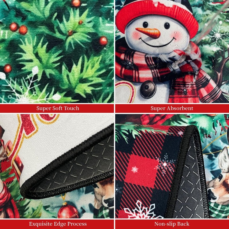 UYDOXCU Merry Christmas Kitchen Rugs and Mats Set of 2, Buffalo Plaid Winter Xmas Holiday Home Kitchen Decor Floor Mats, Washable Non-Slip Sink Carpet (Christmas 2, 17"x47"+17"x30") - Image 5